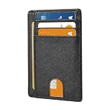 XZVXZV Slim Minimalist Front Pocket Leather Wallet RFID Blocking Small Thin Credit Card Holder for Men and Women Cross Black