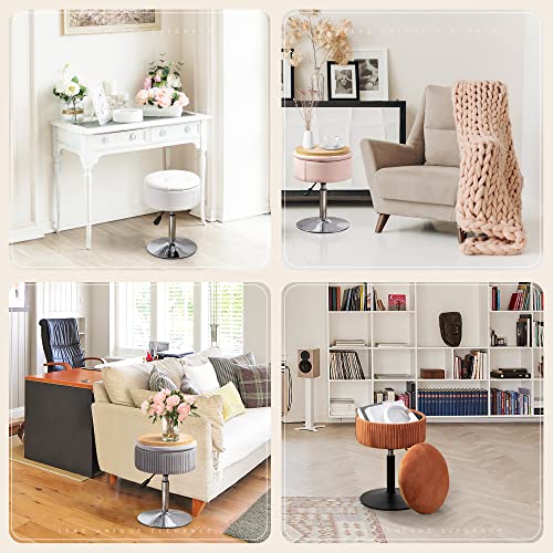 Lue Bona 360°Swivel Vanity Stool Chair For Makeup Room, Height Adjustable Stool For Vanity With Storage, Small White Faux Leather Vanity Stool For Bathroom, Living Room #TOP6