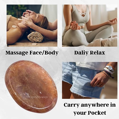 Image of Certified Strawberry Quartz Crystal Thumb Worry Pebbles Stones for Anxiety Stress Relief Massage - AAA Grade Original Healing Gemstone Agate Rubbing Stone for Yoga Meditation Spiritual Reiki Feng Shui