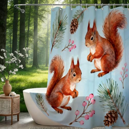 Rideau de douche 180x180 écureuil en tissu polyester imperméable - 3