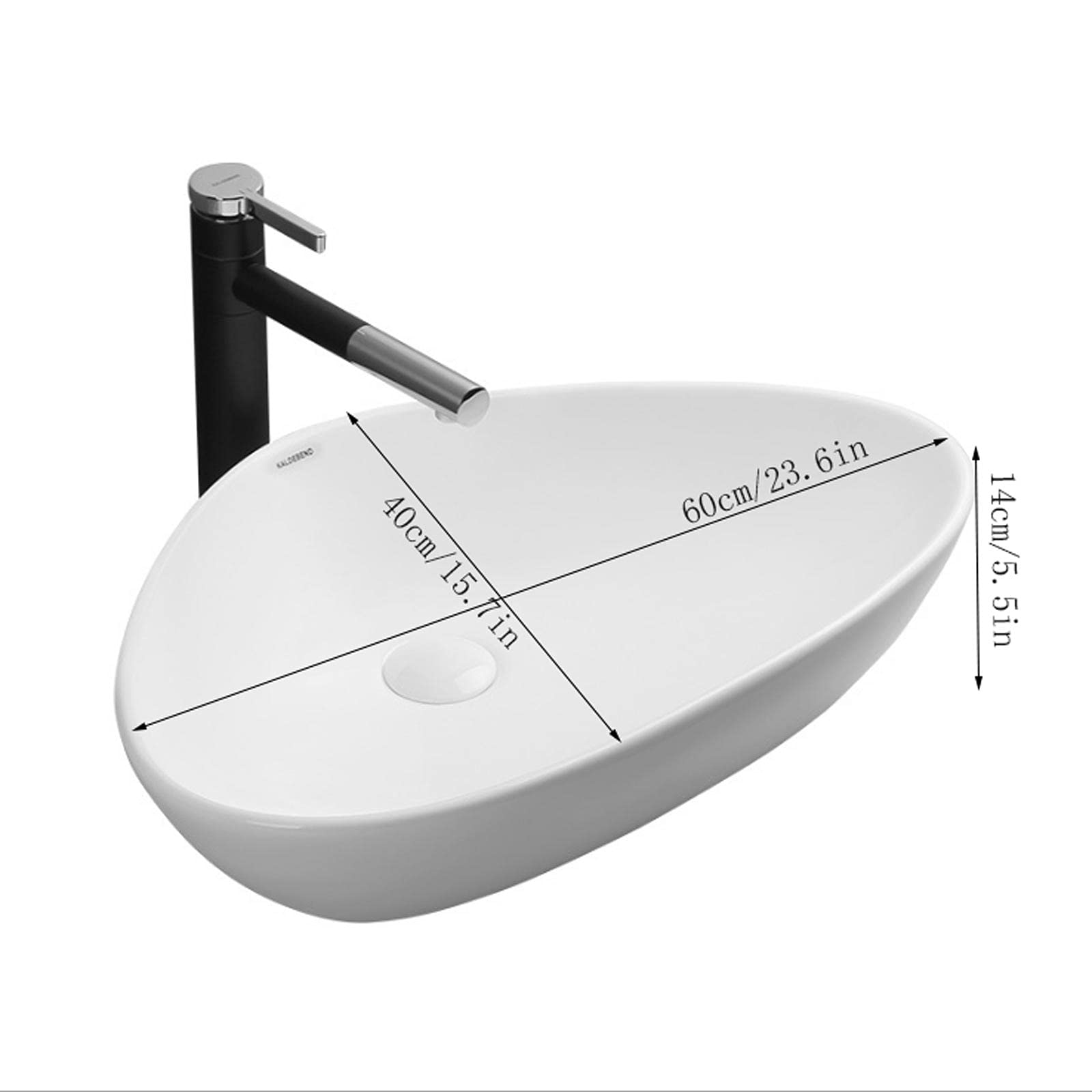 Umywalki łazienkowe Biały trójkąt nad porcelanowym blatem łazienkowym Bowl Bowl Bowatory Vanity Vessel Sink23,6 "x 15,7" x 5,7" umywalka łazienkowa
