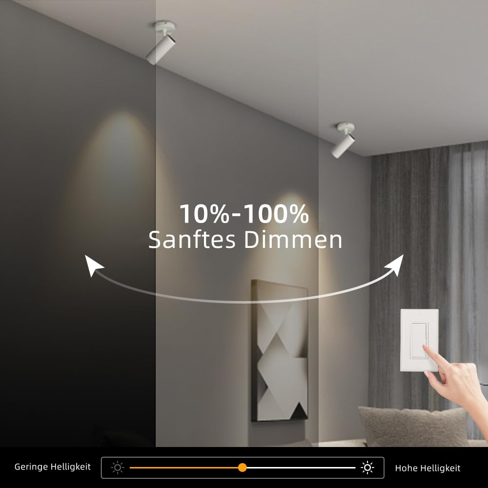 Aisilan Deckenstrahler LED 1 Flammig Weiß Dimmbar GU10 Schwenkbar Deckenleuchte Strahler Modern Drehbar Deckenlampe Spots für Wohnzimmer, Schlafzimmer, Küche