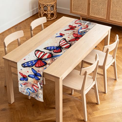 Image of Nuxovilar Flag Firework Table Runner Flax 13x72 in