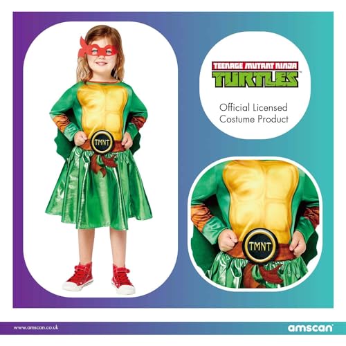 amscan 9909144 Childs Girls Teenage Mutant Ninja Turtles Fancy Dress Costume Age 10-12 Years, Yellow and Green - Image 4
