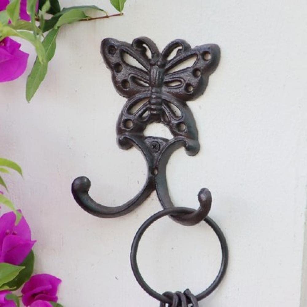 Crochet de jardin papillon libellule fonte pour ranger vos outils suspendus