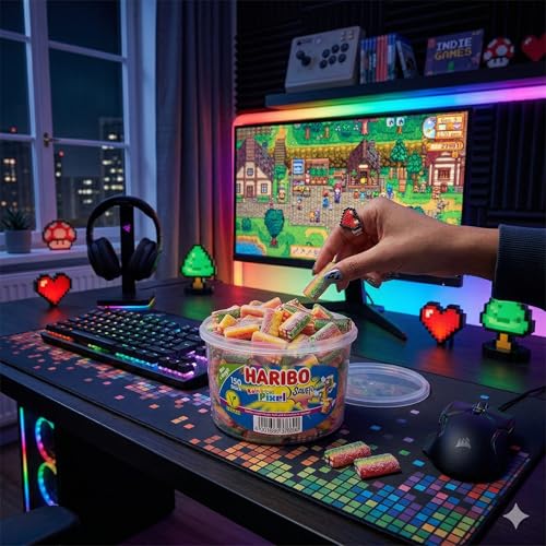 Haribo Rainbow Pixel Sauer – 150 Stück Runddose (1,2 kg) – Saure Fruchtgummi-Pixel in bunten Farben – Große Vorratsdose für Party, Büro & Sharing