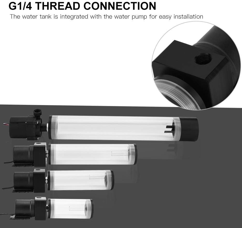 19W 12v CPU Water Cooling Pumpe Reservoir DIY Combo, 800L/H, G 1/4" Thread Port, PC CPU Water Cooling System Heat Exchanger Tool, Transparent Acrylic Material, Easy Install(300mm)
