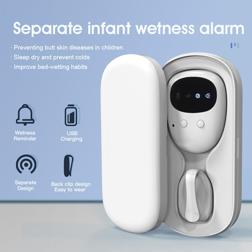 Alarme Stop Pipi Enfant sans Fil, Rechargeable Alarme D'énurésie epteur et émetteur à Clip, Rechargeable par USB, D'énurésie Nocturne pour Garçons et Filles, Apprentissage de la Propreté