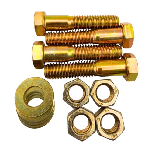 3/8�C���`-16 x 1-3/4�C���`�̃O���[�h8�{���g(4�p�b�N) ? ���ȘZ�p�{���g�ɂ̓t���b�g���b�V���[�ƃi�b�g���܂܂�Ă��܂� ? �����ԁA�@�B�A���ݗp�̍����xSAE1.75�C���`�e���{���g�B