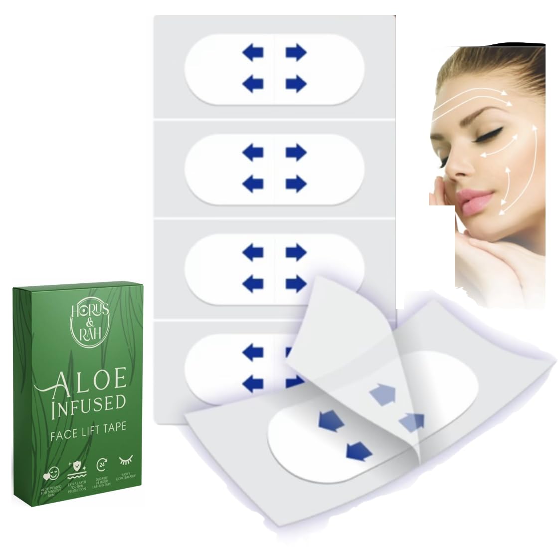 Face Tape Lifting Invisible - Aloe Infused Face Lift Tape Invisible - Skin Protection Face Tapes for Sensitive Skin - Tape for Skin Can be Worn Under Makeup - Personal Care Tape for Eyes, Chin & More!