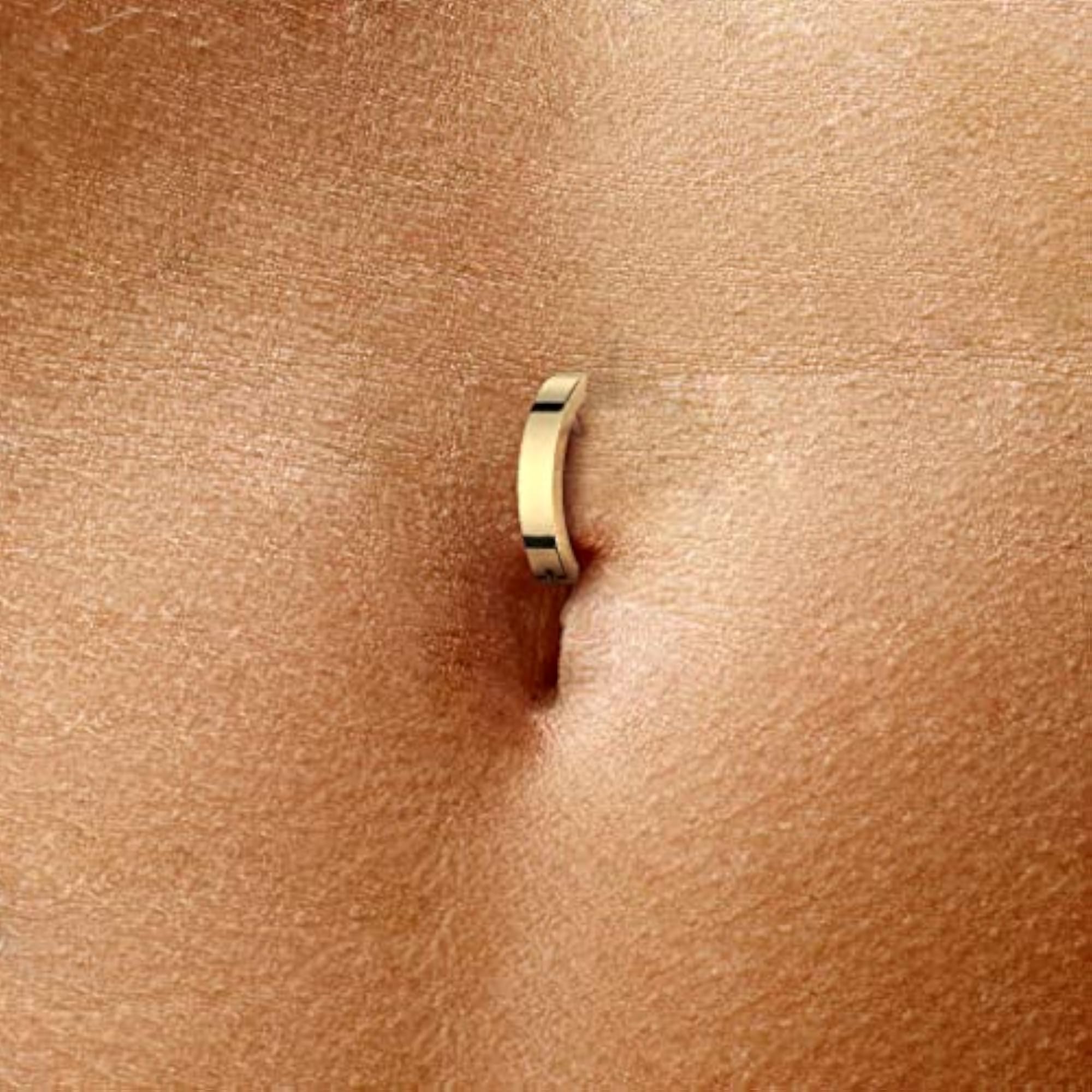 14GA Implant Grade Titanium Hinged Curved Bar Belly Button Ring