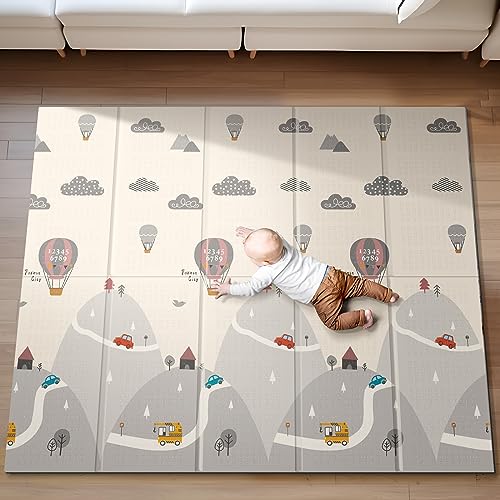 Image of UANLAUO Foldable Baby Play Mat - 71 x 59 Inches, Reversible for Infants to Kids, Anti-Slip for Indoor and Outdoor