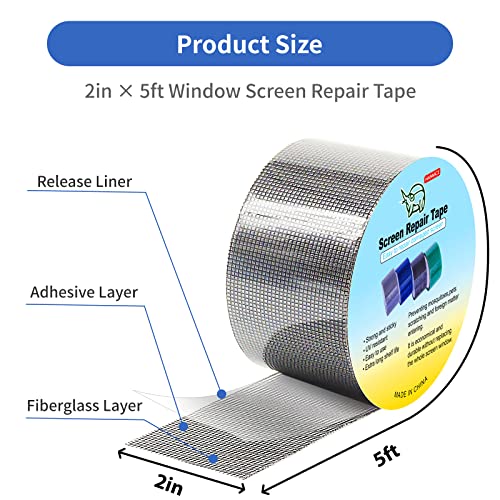 Hanmce Window Screen Repair Tape 2In X 5Ft, Strong Adhesive & Waterproof Screen Tape Mesh Repair For Window Screen And Screen Door Tears Holes（White） #TOP1