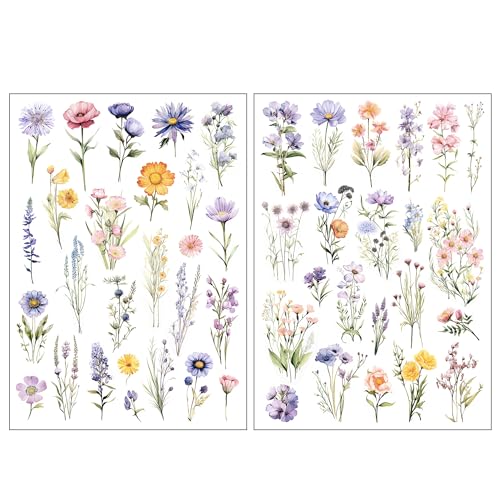 Everjoy Watercolor Wild Flowers Small Temporary Tattoo Stickers - Waterproof Tiny Floral Fake Tattoos for Women and Girls - Image 2