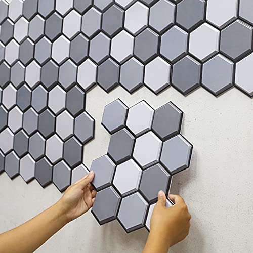 5Pcs Hexagon 3D Peel And Stick Backsplash Tiles For Kitchen, Pvc Stick On Backsplash Back Splashes For Bathroom, Hexagon Tiles Wall Tile Stickers 3D Wall Panels Blue & White #TOP23