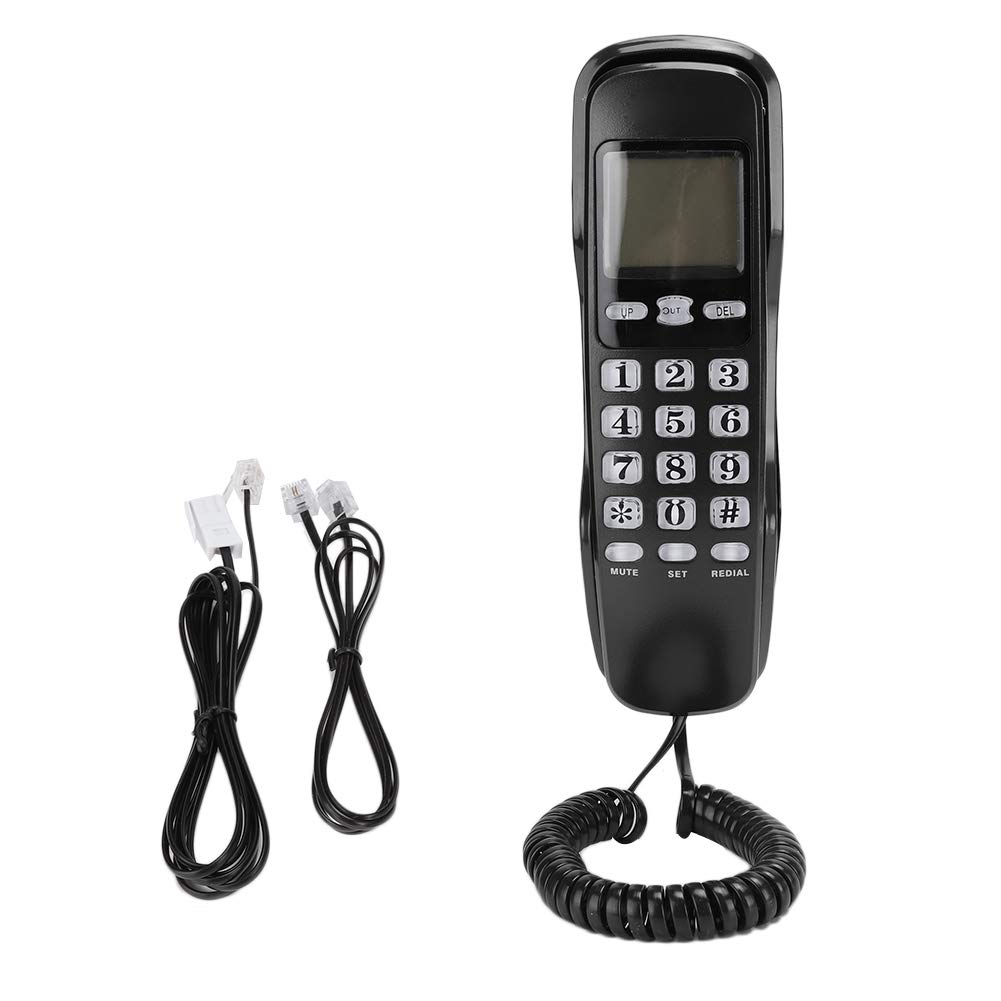 Telefon przewodowy, podwójny system KX-T888CID FSK i DTMF, wyświetlacz identyfikacji dzwoniącego, stacjonarny telefon stacjonarny do biura w domu z ekranem LCD (czarny)