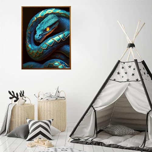 Peinture diamant serpent vert pour décoration salon moderne