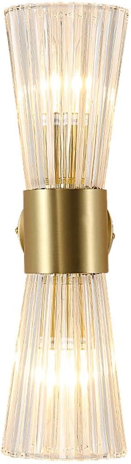Mid-Century Modern Wall Lights with Crystal Glass Shade, 2-Light Glass Bathroom Vanitys Lights Gold Wall Sconces, Indoor Up Down Wall Mounted Lamps for Living Bedroom Hallway Hardwired Umbrella