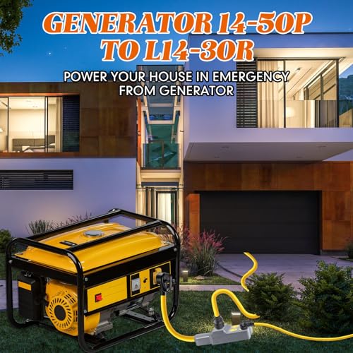 Kanayu 1.5 FT 50A to 110V Generator Adapter Cord Compatible with NEMA 14-50P to Four 5-15/20R & 14-50P to L14-30R Outlets, Heavy Duty Power Splitter for Generator RV Outdoor, STW 10AWG/4C, ETL Listed by Kanayu - Used condition - Image 3