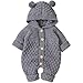 Vêtements de Bébé Nouveau-né Hiver Body à Capuche Garçon et Fille Barboteuse en Coton Tricoté avec Bonnet 3-24 Mois (Gris, 6-12 Mois)