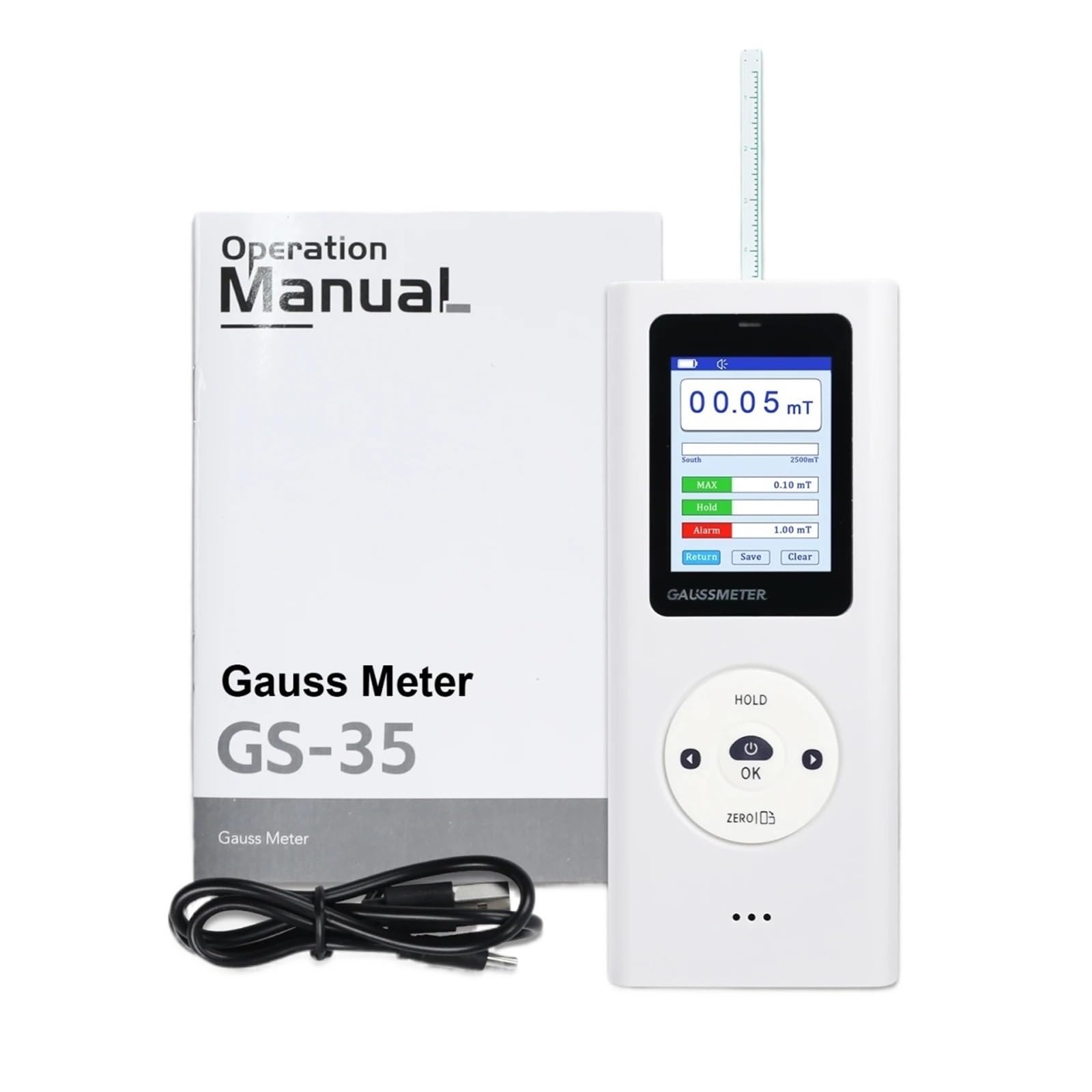 Medidor de campos electromagnéticos Probador De Campo Magnético Con Pantalla Coloreada, Medidor Digital Gauss, Sensor Rango 0~25k Gs/0~2500 Mt para construcciones