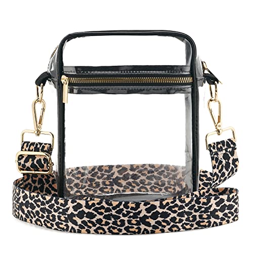 Clear Crossbody Bag Stadium Approved,Adjustable Shoulder Strap Clear Crossbody Purse for Concerts,Sports Events
