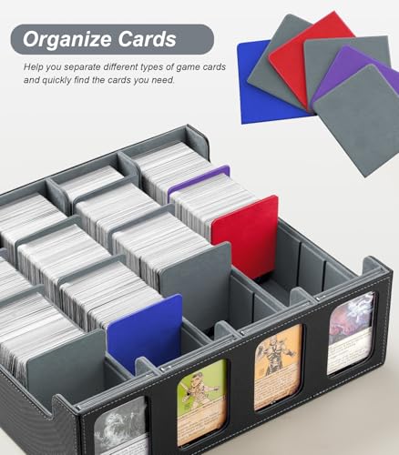 Image of TiMOVO Trading Card Dividers for Commander Deck Boxes with Built-in Slots, 12 PCS Card Supporters Separator for MTG TCG Sports Cards Organizer Box, 2.91x3.35in, Gray