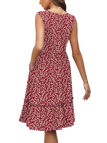Image of Summer Dresses for Women Plus Size Casual Boho Floral Maxi Dresses Red XXL