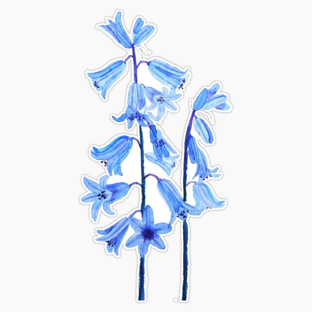 Botanical Bluebells Flower Watercolor Sticker Vinyl Waterproof Sticker Decal Car Laptop Wall Window Bumper Sticker 5"