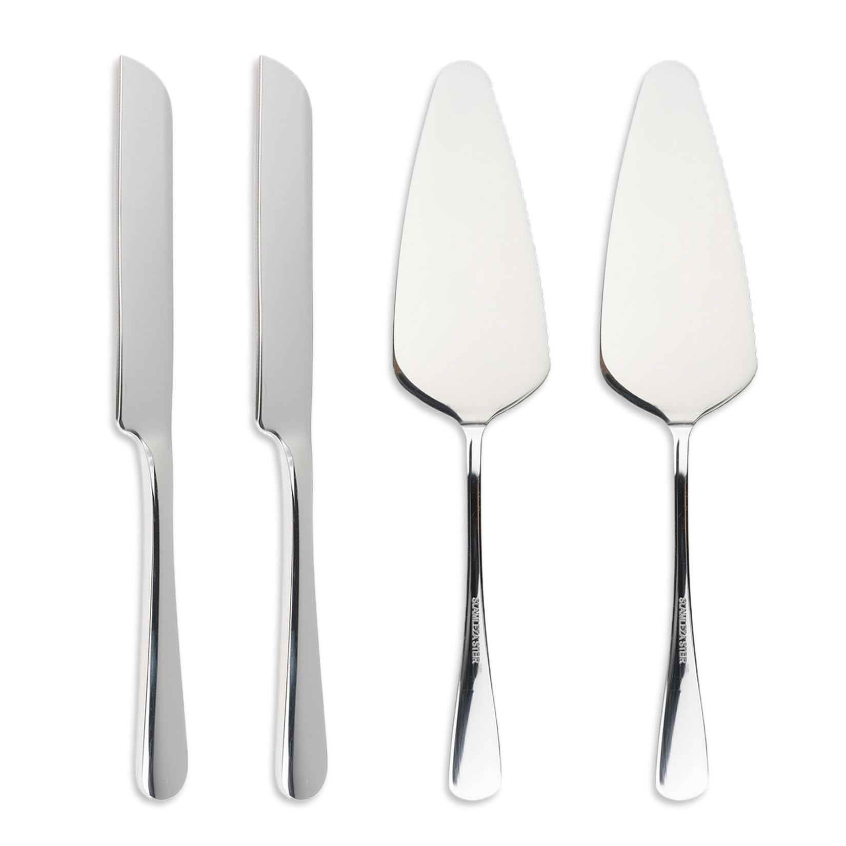 ZenHuaXinTon 4 PCS Wedding Cake Knife and Server Set, Stainless Steel Cake Cutter & Slicer with Divider for Birthday, Christmas, Parties – Dishwasher Safe