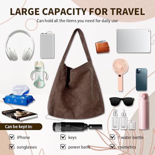 Image of Suede Bags for Women, 2025 New Suede Tote Bag for Women, Retro Slouchy Office Shoulder Top-handle Tote Handbags