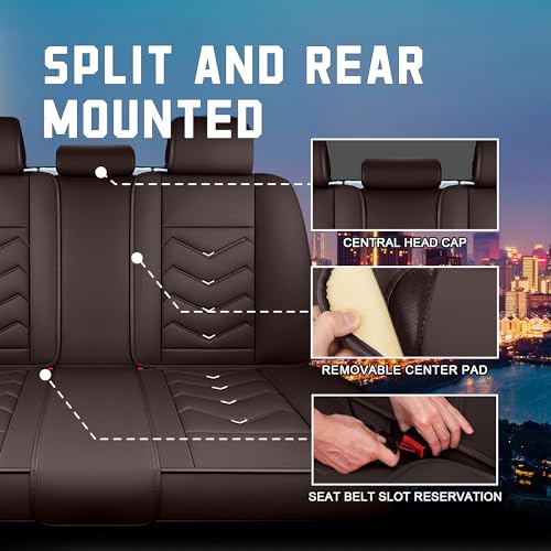 Image of CTDS Car Seat Covers for VW Tiguan 2009-2026, Stylish Sport Seat Cover, Premium Nappa Leather Car Seat Cover. Automobile Seat Covers Sets.(Luxury 5 Seats /Coffee Color)