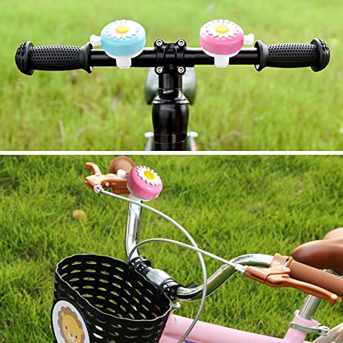 Cinvo Pack Of 2 Bike Bells Kids Bicycle Ring Bell Loud Crisp Clear Sound Safe Cycling Aluminum Warning Scooter Tricycles Bell Flower Design For Kids Adults (Pink White And Blue White) #TOP5