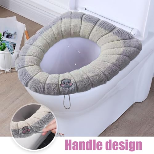 BNGXR WC Sitzwärmer,Toilet Seat Warmer 4 Stück Waschbar Toilettensitz, Universal Toilettensitzbezug Matte Eingebauten Kunststoffring Sitzbezug mit Aufhängeschlaufe für Meisten Toiletten