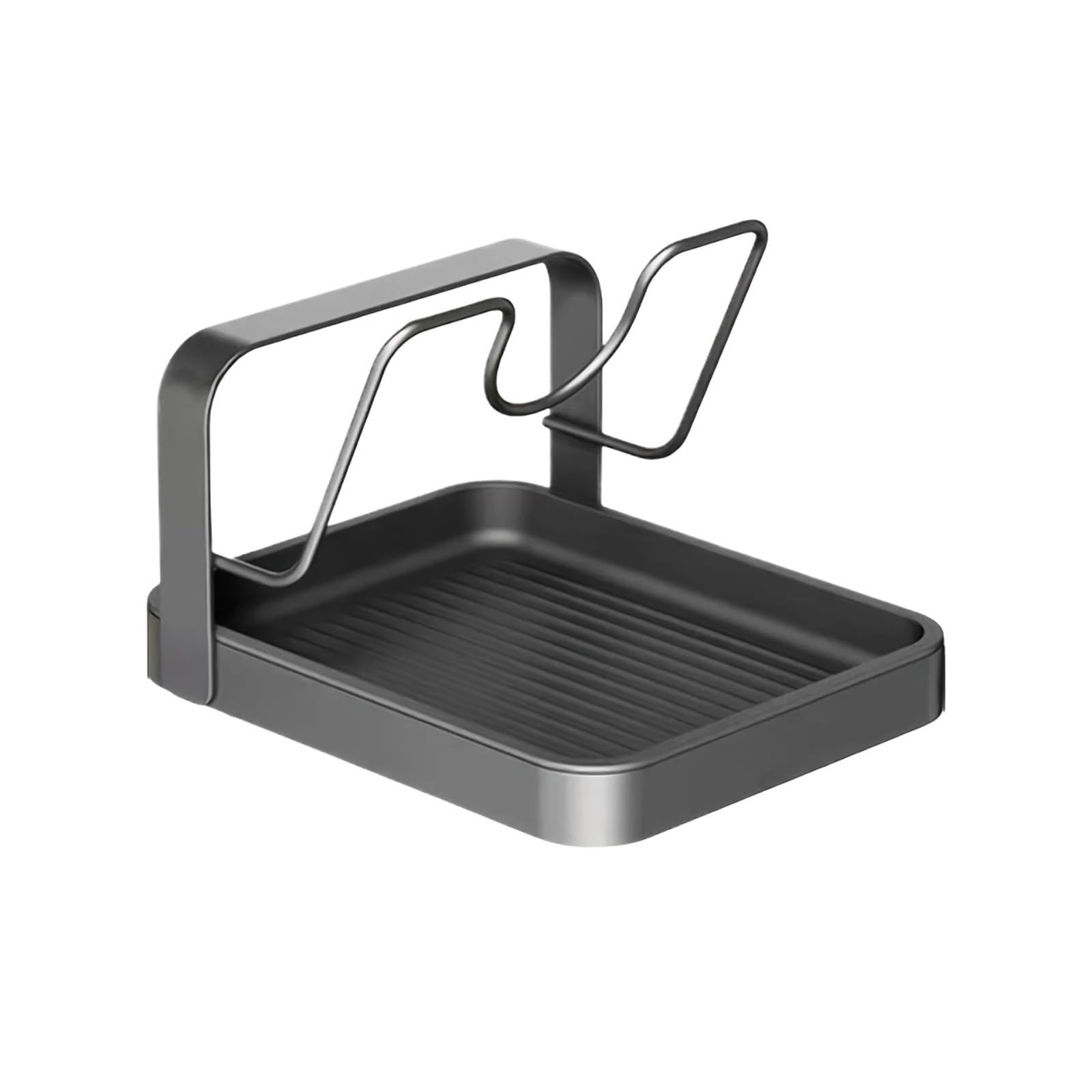 MKYYIOED Plate Display Stand Kitchen Pot Lid Storage Rack Holder With Tray While Cooking And Spoon Rest Organizer Stand(Gray Single-layer)