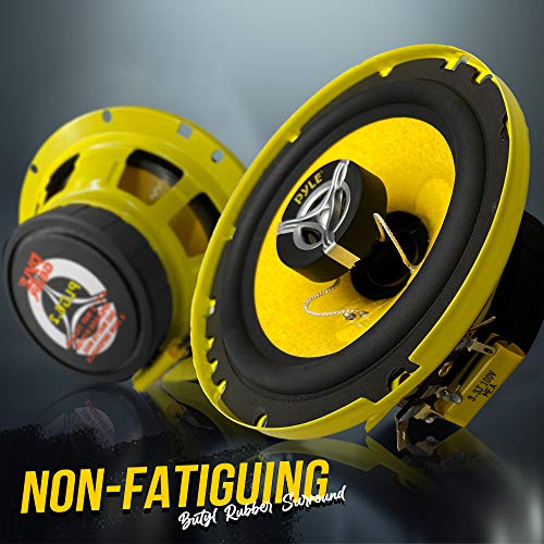 Pyle Car Two Way Speaker System - Pro 6.5 Inch 240 Watt 4 Ohm Mid Tweeter-Audio Sound Speakers For Car Stereo w/ 30 Oz Magnet Structure, 2.25” Mount Depth Fits Standard OEM -PLG6.2 (Pair) Yellow - Thumbnail 4