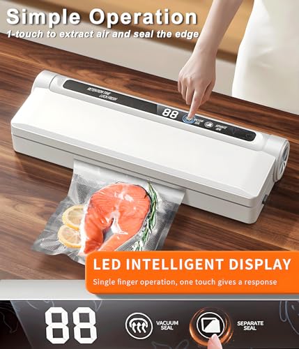 Vacuum Sealer for homeuse Automatic small vacuum sealer with 210mm extended seal with 40 Vacuum Bags+3 Sealing Strips Food Saver Vacuum Sealer Machine ABS Material for homeuse