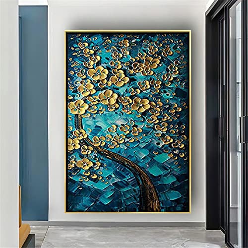 Peinture à l'huile fleur bleu fait main, une invitation à la poésie et à la sérénité