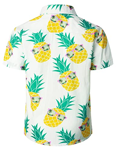 JOGAL Boy's Hawaiian Shirt Short Sleeve Floral Button Down Beach Shirt2