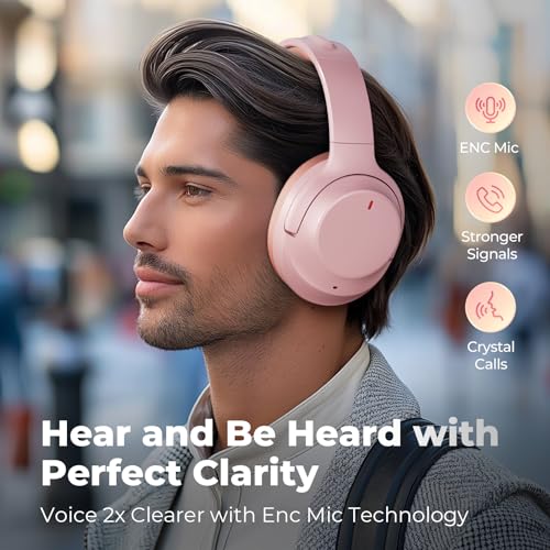 Image of Active Noise Cancelling Headphones, Upgraded Wireless Bluetooth Headphones Over Ear with ENC Mic, HiFi Stereo Deep Bass, Noise Canceling Headphones Lightweight, BT 5.4, for Travel /Office /Home, Pcs