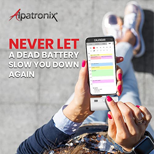 Alpatronix Mini Portable Charger For Iphone 5000Mah Lcd Display Ultra-Compact Battery Fast Charging Power Bank Compatible With All Iphones, Airpods, And Ipads With Carrying Case - Px100 (White) #TOP6