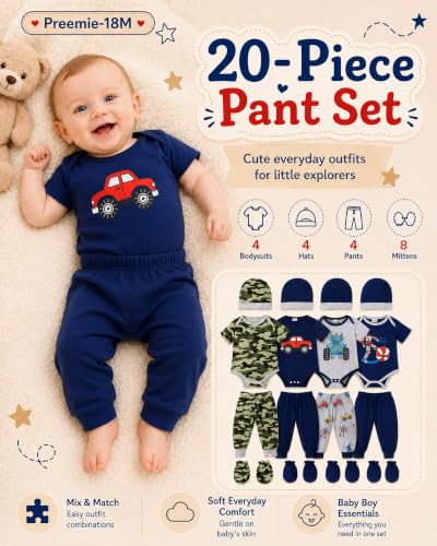 Image of Baby Boy Girl Clothes Preemie Newborn Must Have Infant Essentials Outfits 20 Piece Clothing 0-18 Months