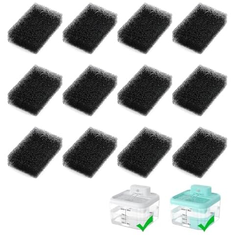Cat Water Fountain Filter, 12 Pack Cat Fountain Filter Replacement Sponges Set for 68Oz Automatic Pet Fountain Cat Water Dispenser Cover