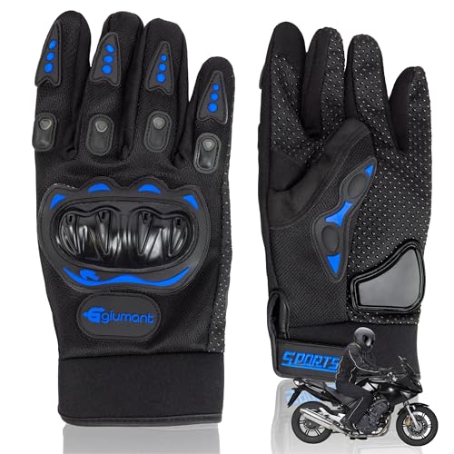 Generico Guanti Moto Uomo e Donna – Touch Screen – Antiscivolo e Traspiranti – Protezioni Rigide Nocche e Palmo – Ideali per Moto, MTB e Scooter