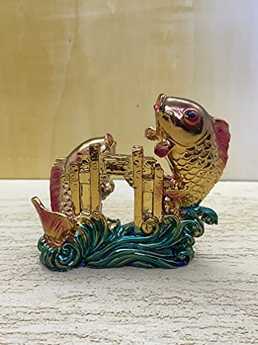 Image of Fengshui Exclusive Multicolor Small Size Polyresin Double Arowana Fish Showpiece for Office Decor, Home Decoration (AF-2563)
