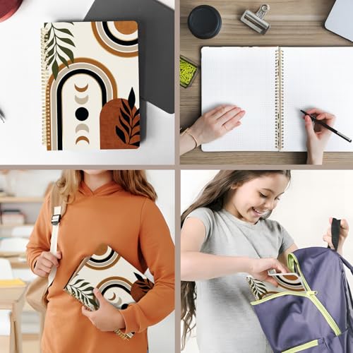 Image of Cute Spiral Notebook 8.5 x 11 Graph Paper Journal A4, Moon Boho | 70 page, Note Book with Pocket, Large, Big, Hard Cover, Aesthetic, Pretty Design, for Women, Girls, Kawaii