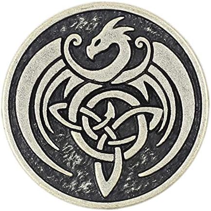 Bezelry 8 Pieces Celtic Dragon Metal Shank Buttons. 25mm (1 inch) (Antique Silver)