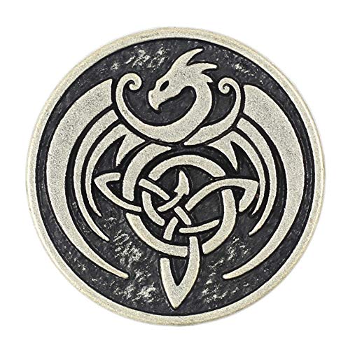 Bezelry 8 Pieces Celtic Dragon Metal Shank Buttons. 25Mm (1 Inch) (Antique Silver) #TOP29