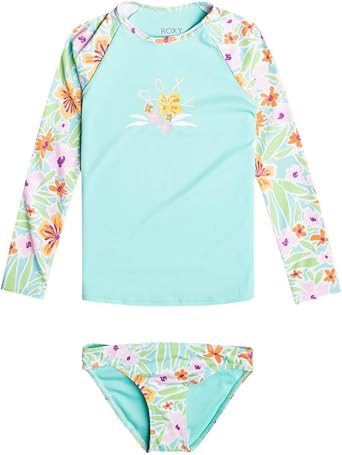 Roxy Little Girls Hawaiian Spirit 2-Piece Swimsuit, Aruba Blue, 2