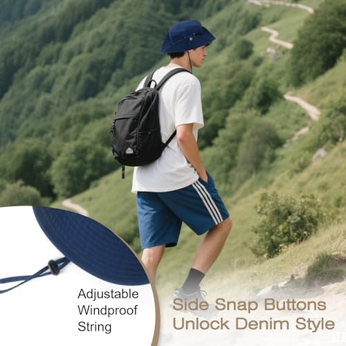 Image of Bucket Hat Wide Brim UV Protection Sun Hat Boonie Hats Fishing Hiking Safari Outdoor Hats for Men and Women